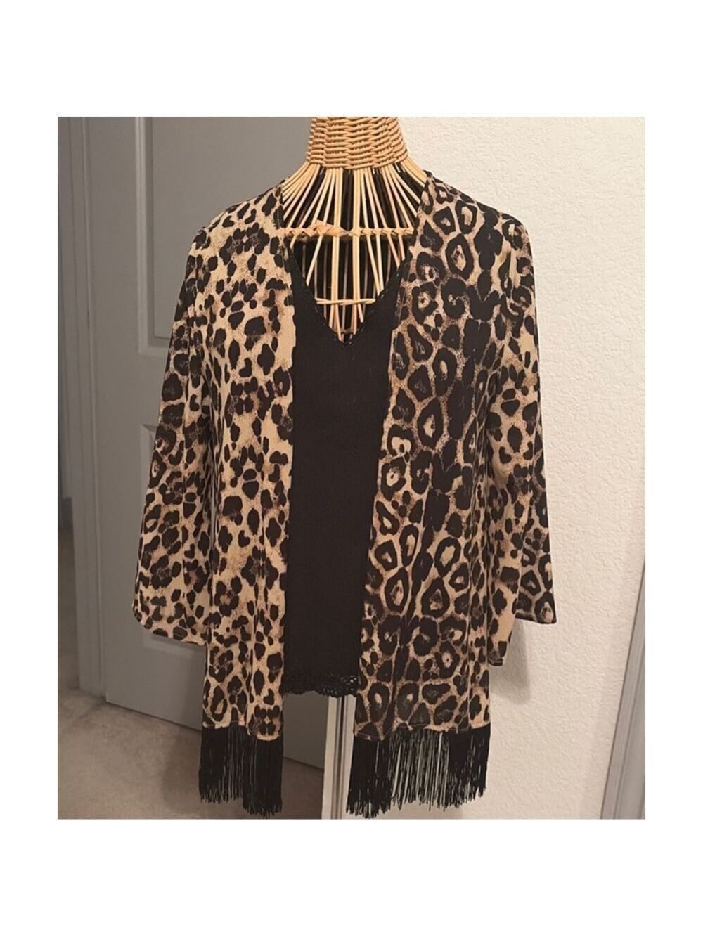 Women's Faded Glory Leopard Print Shrug S Brown Black #0042